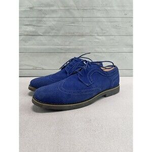 Alpine Swiss Beau Genuine Leather Blue Suede Wingtip Brogue Oxford S817 Size 10
